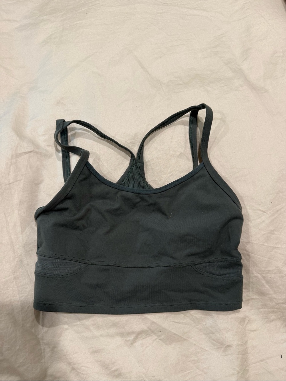 Athleta olive green built in bra crop top size XS